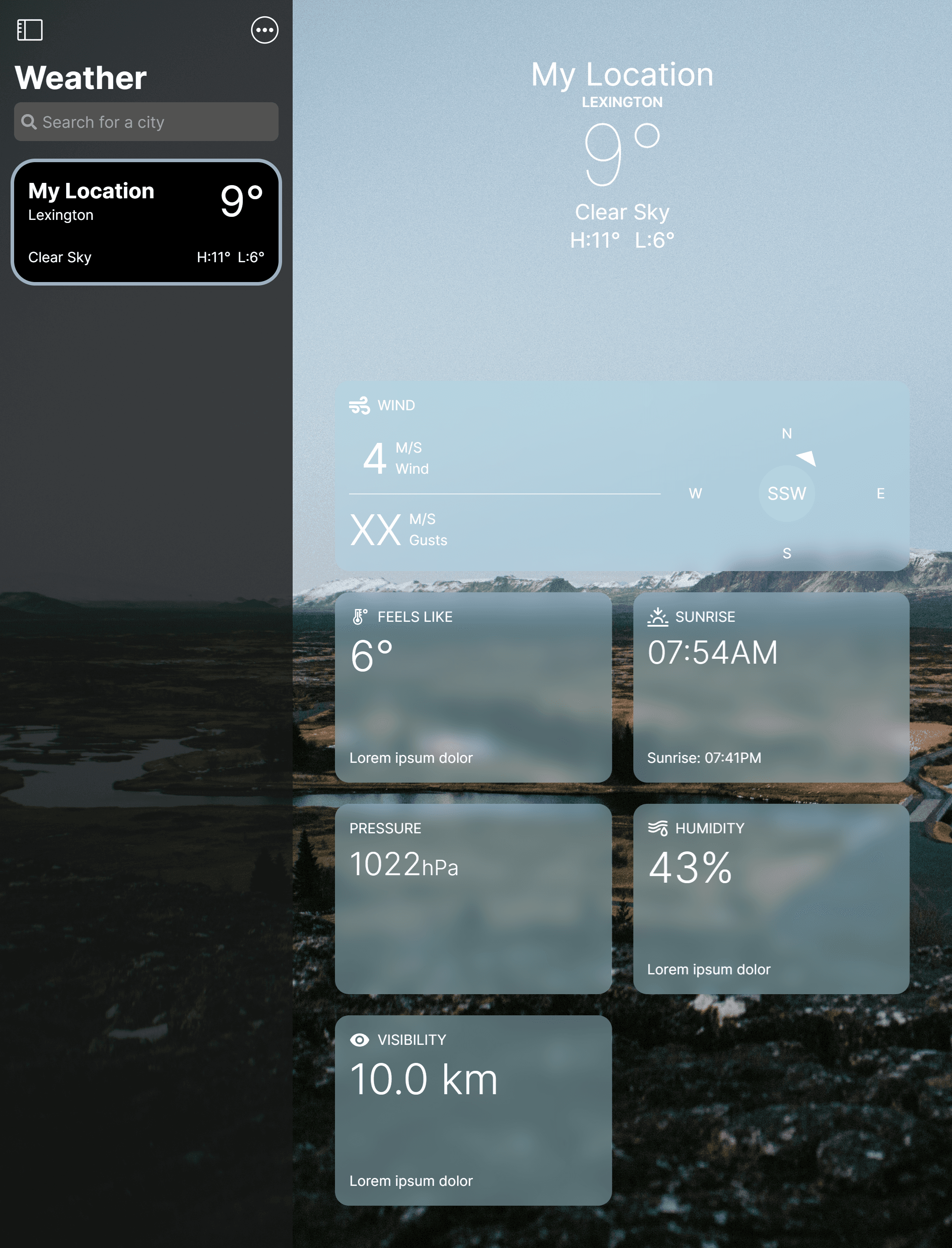 iOS Weather App screenshot
