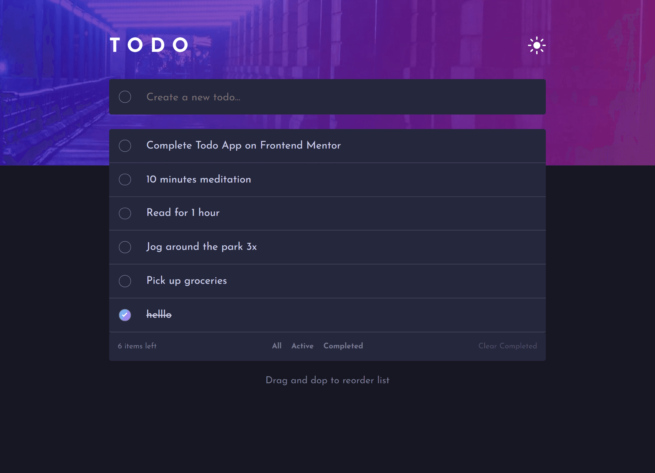 Todo App screenshot